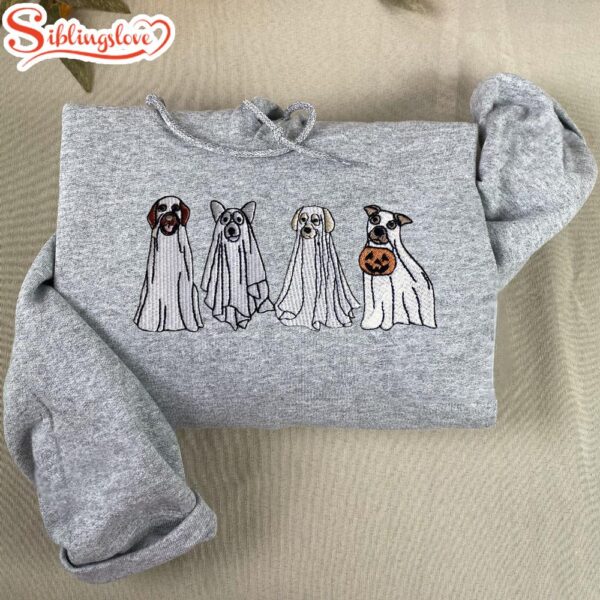 Cute Ghost Dog Halloween Embroidered Hoodie Fashion Style