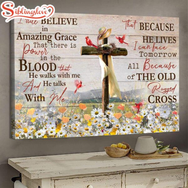 Daisy Field Cardinal I Still Believe In Amazing Grace Jesus Canvas Wall Art