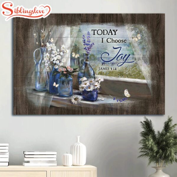 Daisy Flowers Baby Flower Crystal Vase Lavender Drawing Today I Choose Joy Canvas Wall Art