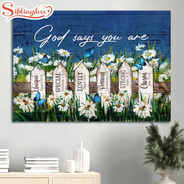 Daisy Garden Butterfly Fence Canvas God Says You Are Canvas Wall Art