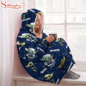 Dallas Cowboys Baby Yoda Huggle Blanket Hoodie