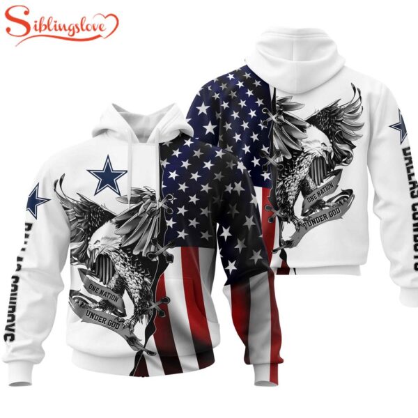 Dallas Cowboys NFL Eagle Holding US Flag 3D Hoodie Shirt