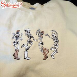 Dancing Skeletons Embroidered Sweatshirt Fashion…