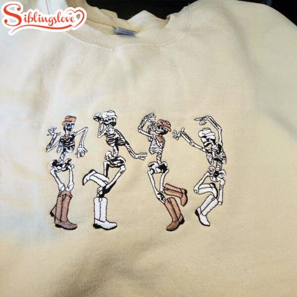 Dancing Skeletons Embroidered Sweatshirt Fashion Style