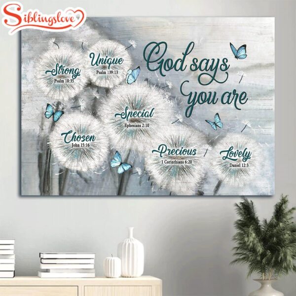 Dandelion Field Blue Butterfly Canvas God Says You Are Canvas Wall Art