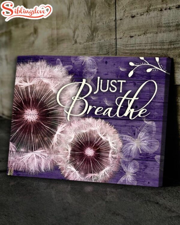 Dandelion Just Breath Purple Background Jesus Canvas Wall Art