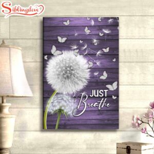 Dandelion Just Breathe Vertical Canvas…