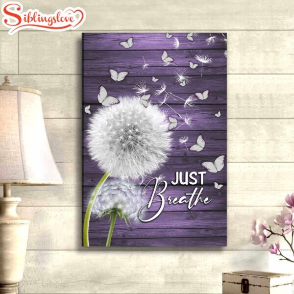 Dandelion Just Breathe Vertical Canvas Art