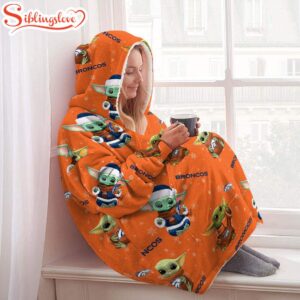 Denver Broncos Baby Yoda Huggle Blanket Hoodie