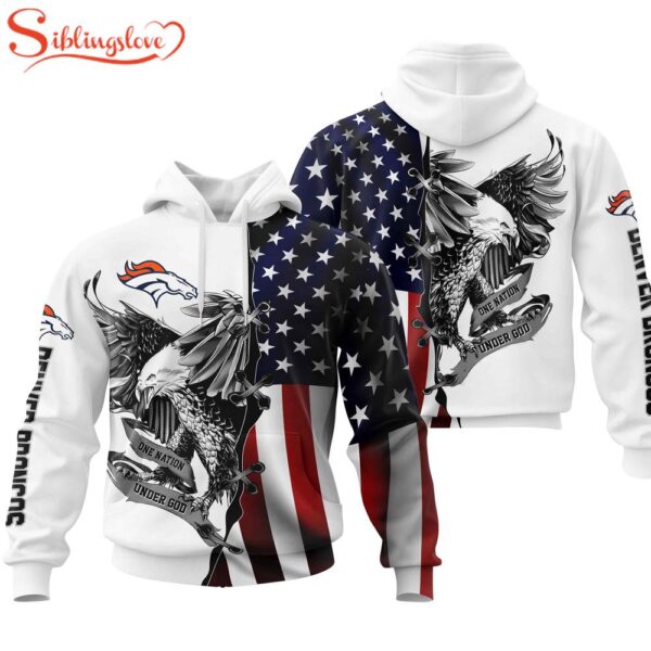 Denver Broncos NFL Eagle Holding US Flag 3D Hoodie Shirt