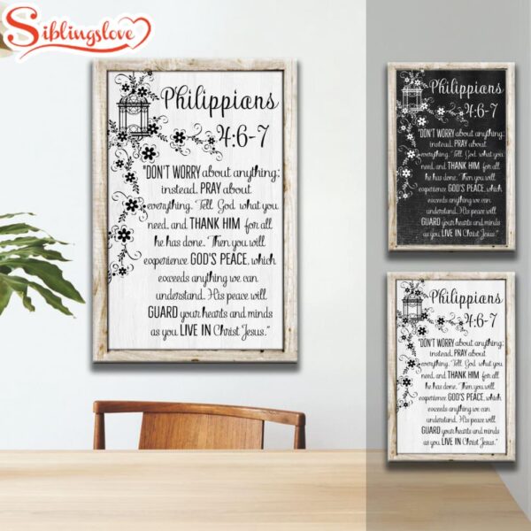 Don’t Worry About Anything Philippians 46-7 Nlt Scripture Canvas Art