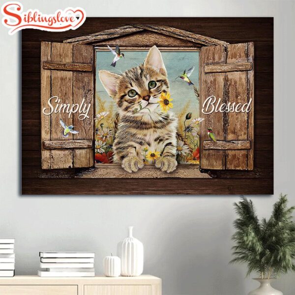 Dream Cat Yellow Daisy Colorful Hummingbird Canvas Simply Blessed Canvas Wall Art