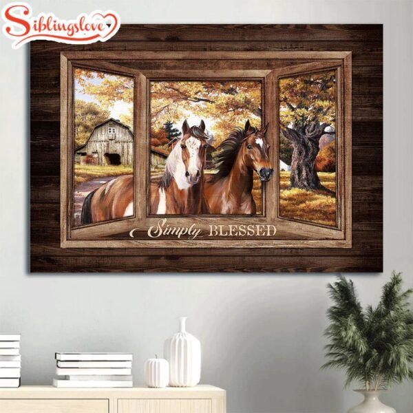 Dream Horse Autumn Forest Sunny Day Window Drawing Canvas Simply Blessed Canvas Wall Art