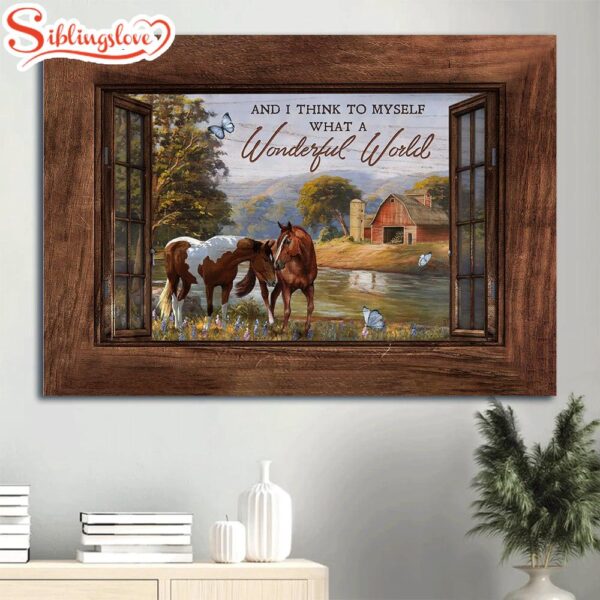 Dream Horse Beautiful River Wooden Window Canvas What A Wonderful World Canvas Wall Art