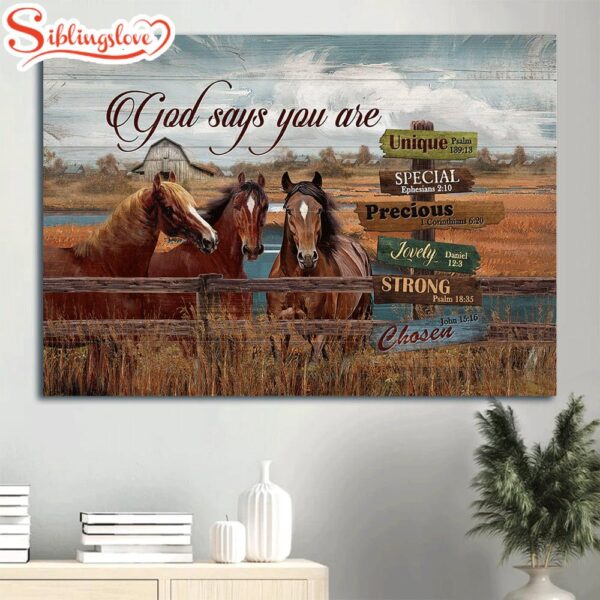 Dream Horses Countryside Painting Rice Field Canvas God Says You Are Canvas Wall Art