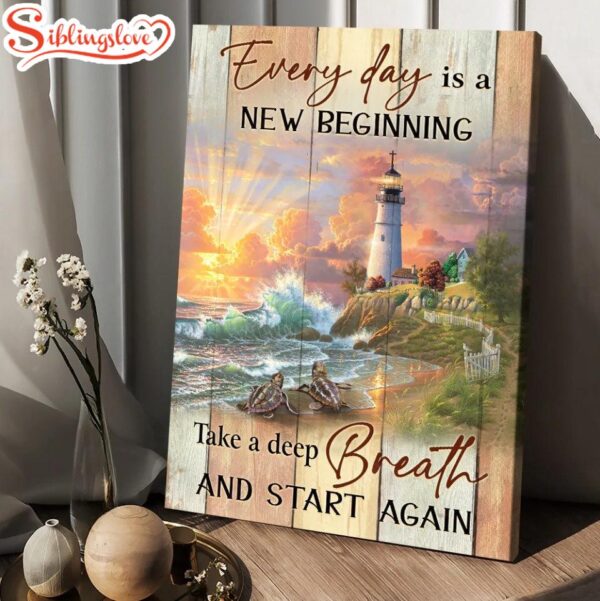 Every Day Is New Beginning Canvas Sunset Lighthouse Canvas Posters