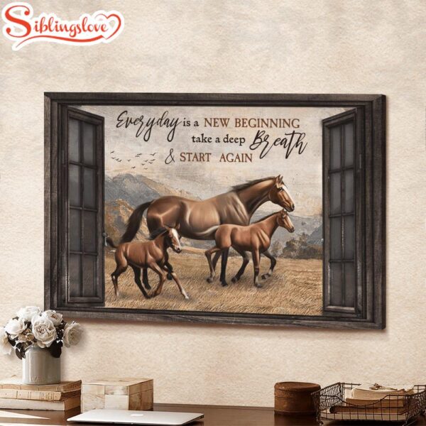 Everyday Is A New Beginning Horses Canvas Wall Art