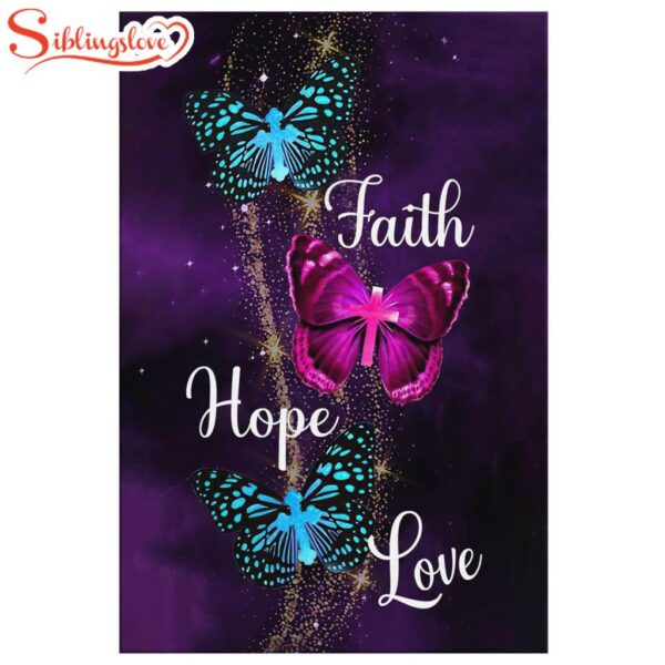 Faith Hope Love Butterfly With Cross Canvas Wall Art Prints