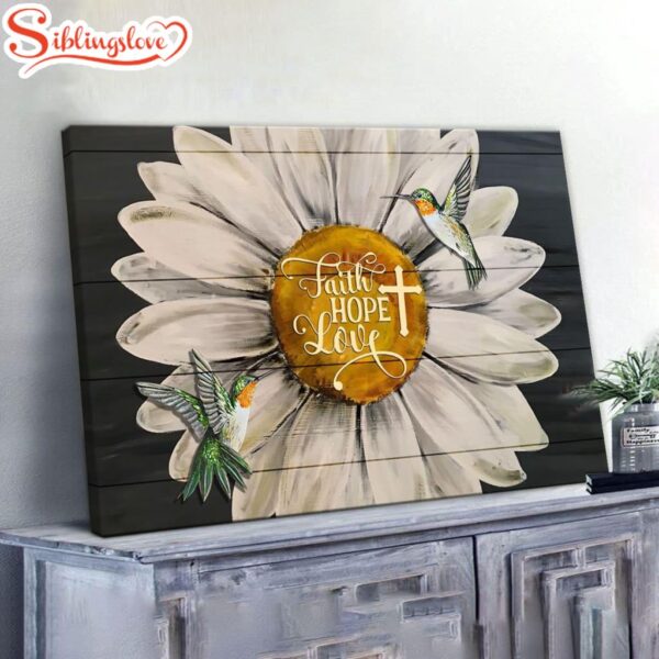 Faith Hope Love Hummingbird Sunflower Canvas Wall Art