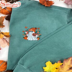 Fall Ghost Embroidered Halloween Sweatshirt…