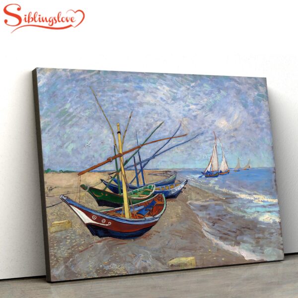 Fishing Boats On The Beach Canvas Wall Art