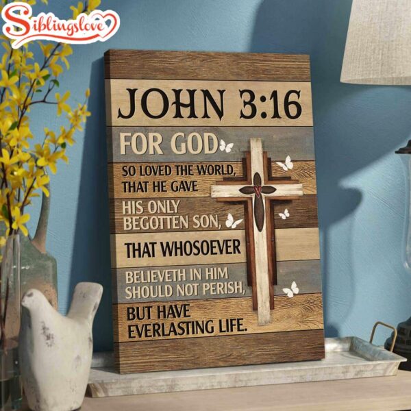 For God So Loved The World John 316 Bible Verse Canvas Art