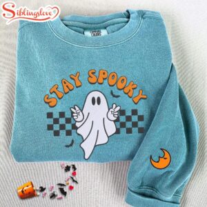 Ghost Stay Spooky Halloween Embroidered Sweatshirt Fashion Style