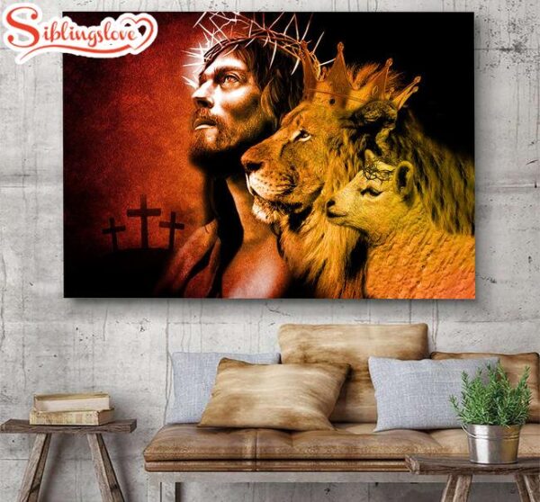 God Lion And Lamb Canvas Wall Art