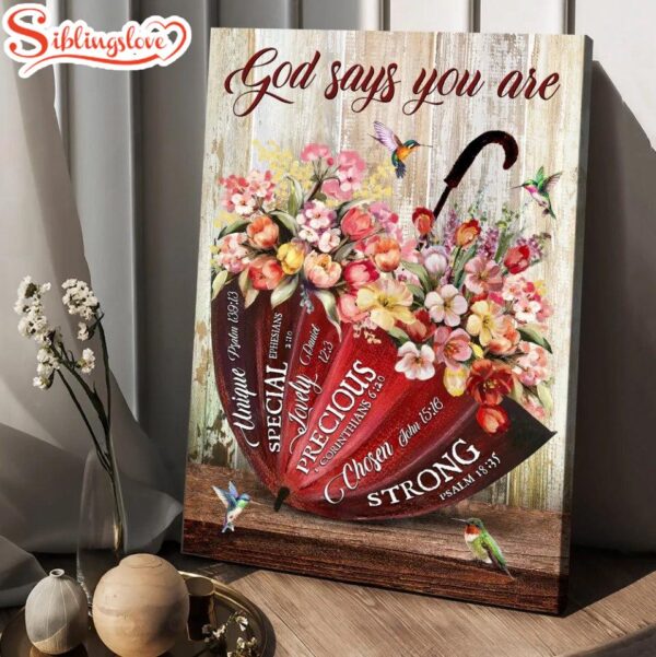 God Says You Are Unique Canvas Flowers Red Umbrella Canvas Posters