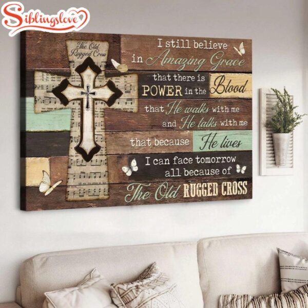 Grace Music Sheet Wall Planks The Old Rugged Cross Canvas Wall Art