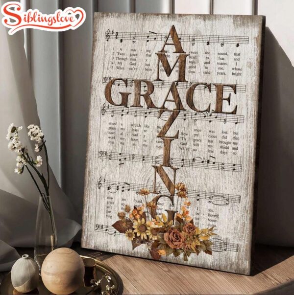 Grace Song Vintage Flower Jesus Cross Canvas Posters