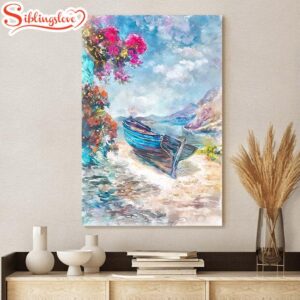 Greek Island Seascape Art Boat…