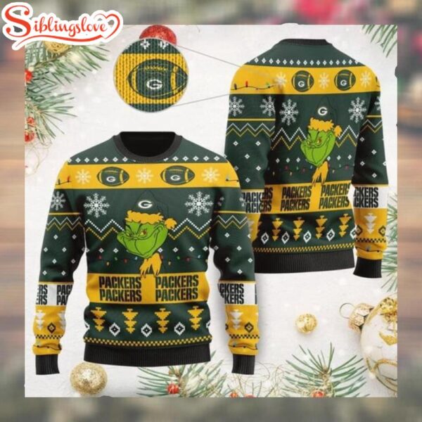 Green Bay Packers American NFL Grinch Merry Christmas Sweater