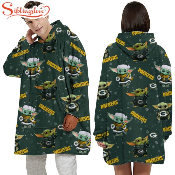 Green Bay Packers Baby Yoda Huggle Blanket Hoodie