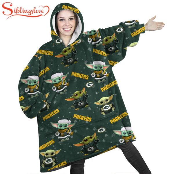 Green Bay Packers Baby Yoda Huggle Blanket Hoodie