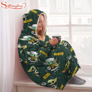 Green Bay Packers Baby Yoda Huggle Blanket Hoodie