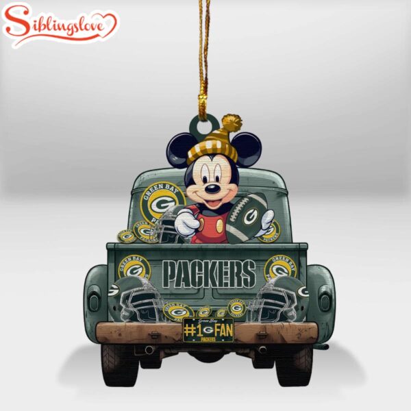 Green Bay Packers Football Team Mickey Merry Christmas Ornament