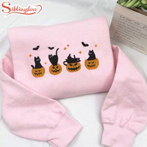 Halloween Black Cat Embroidered Sweatshirt…