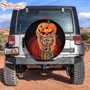 Halloween Skeleton With Pumpkin Tire…