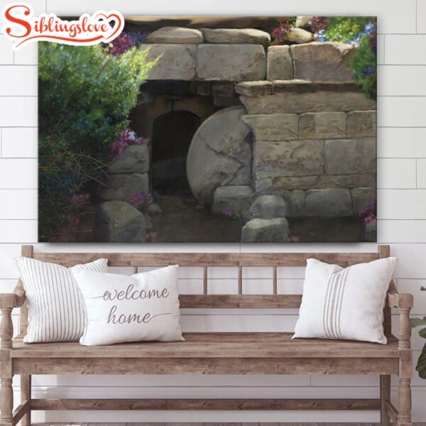 He Is Risen Empty Tomb Canvas Wall Art