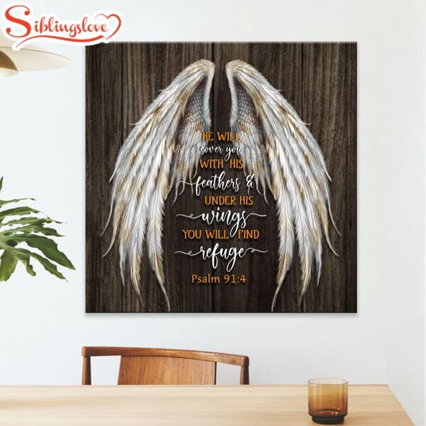 He Will Cover You With His Feathers Psalm 914 Canvas Wall Art