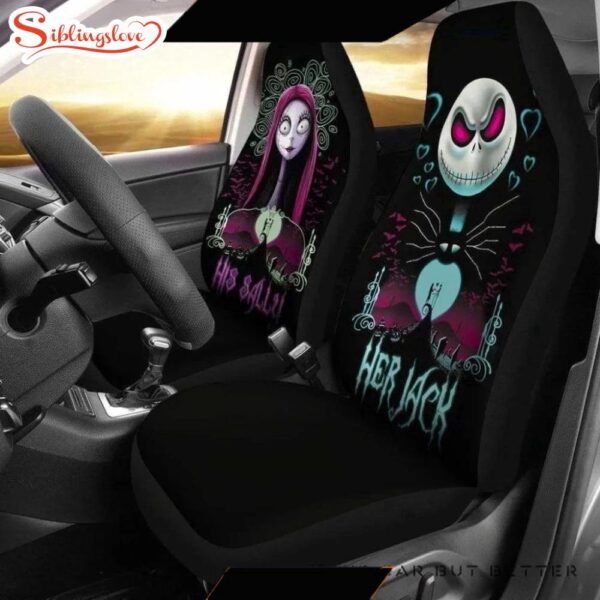 His Sally & Her Jack The Nightmare Before Christmas  Cartoon Seat Cover Car Decor