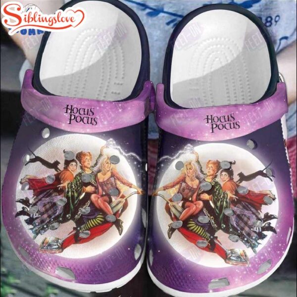 Hocus Pocus Sanderson Sisters Flying On Bloom Halloween Clogs Shoes Cartoon Clogs