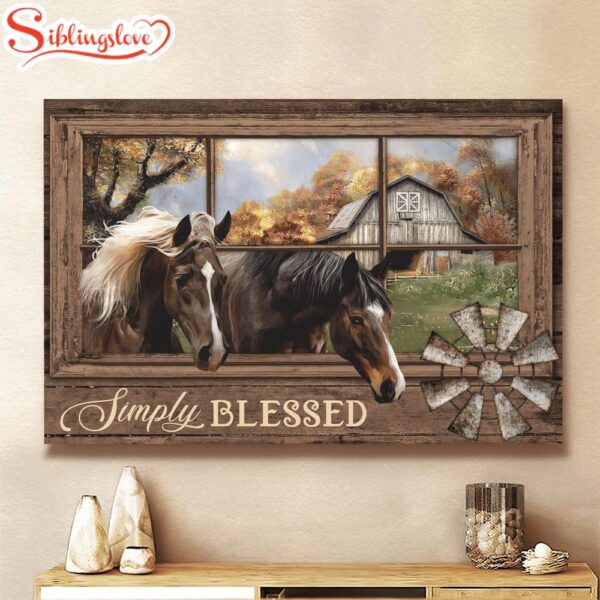 Horse Farm Simply Blessed Jesus Canvas Wall Art