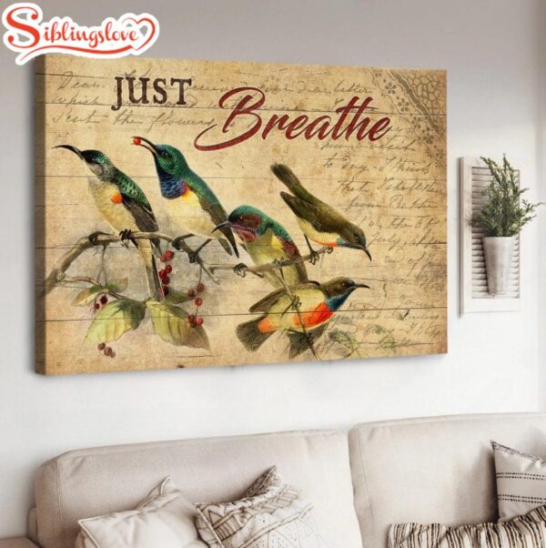 Hummingbird Cranberry Tree Just Breathe Canvas Wall Art