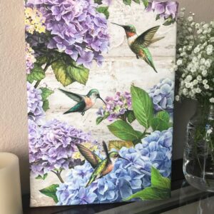 Hummingbirds And Hydrangeas Canvas Wall…