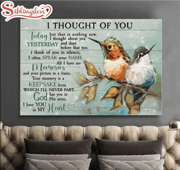 Hummingbirds I Thought Of You God Has You In His Arms I Have You In My Heart Canvas Wall Art