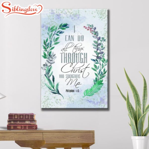 I Can Do All Things Through Christ Bay Leaf Bible Verse Canvas Art