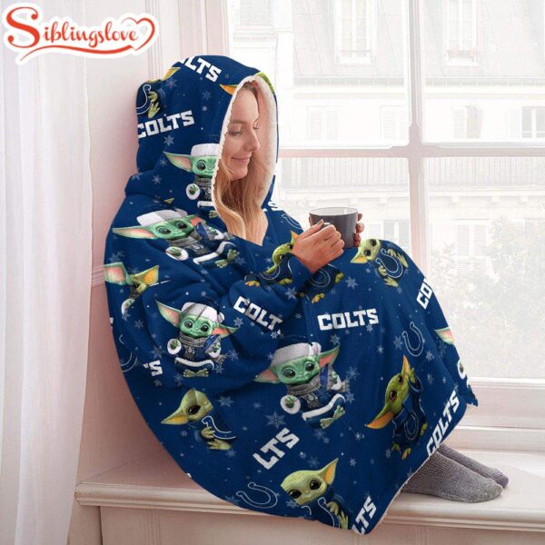 Indianapolis Colts Baby Yoda Huggle Blanket Hoodie