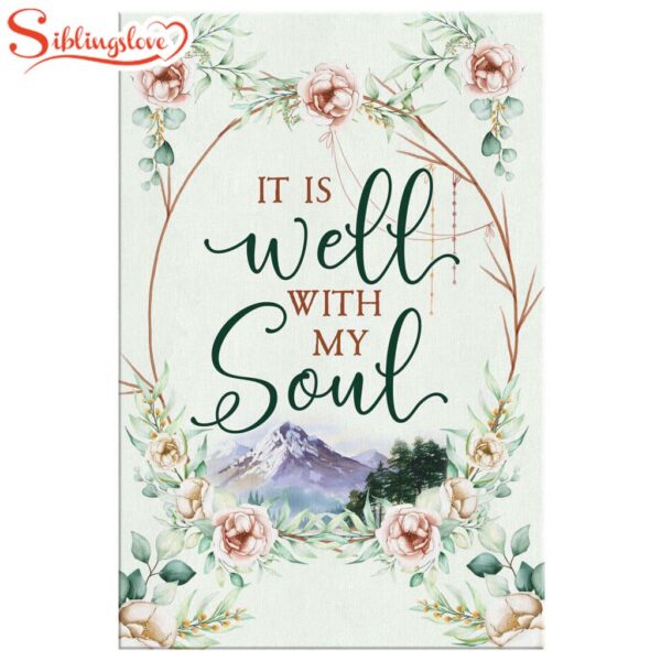 It Is Well With My Soul Floral Christian Canvas Wall Art Prints